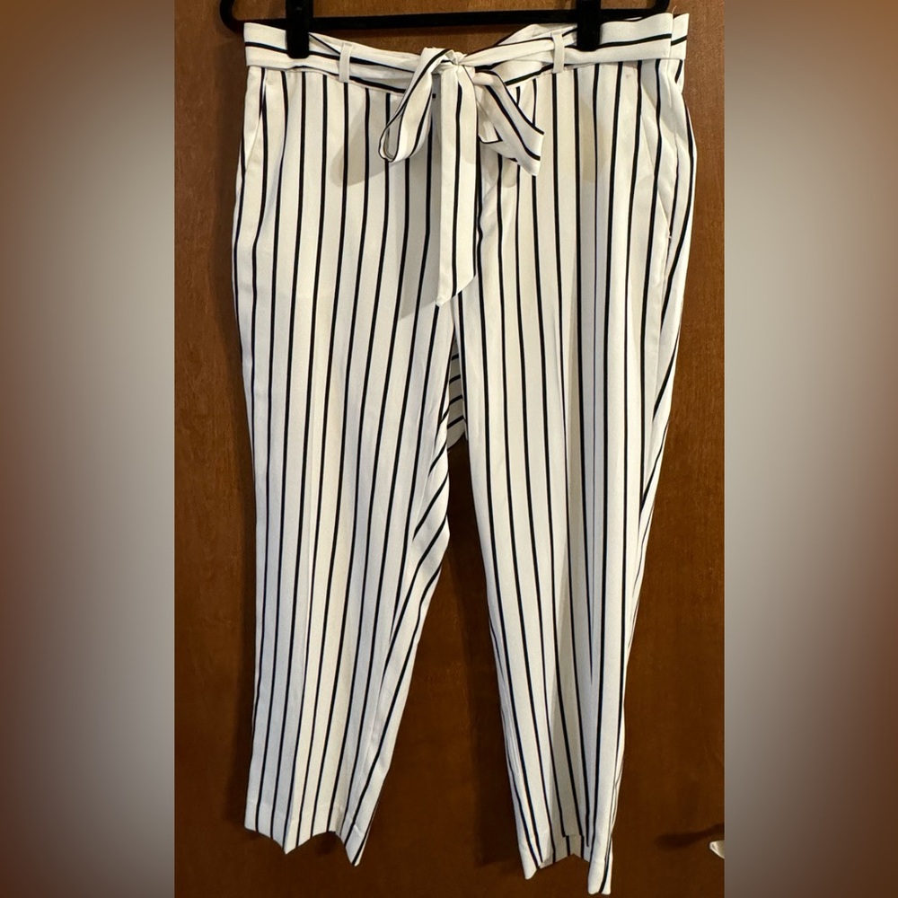 Classy stripes express paper-bag high waisted dress pants ~ Size 14